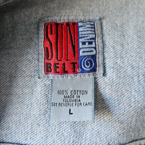 Sun Belt Denim Vintage 90s Womens Denim Vest Christmas Santa Handpained L Large - Picture 2 of 5